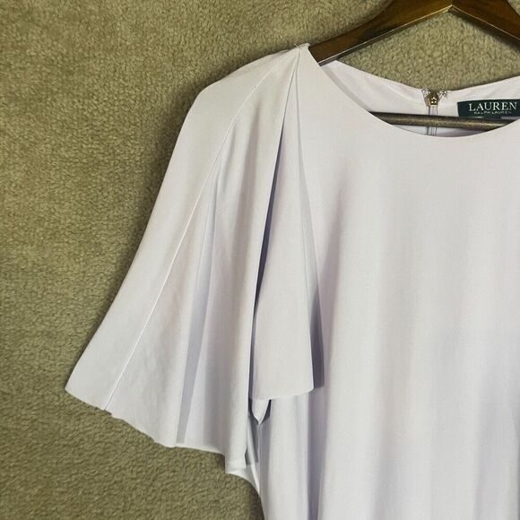 Ralph Lauren Gaelyn Dress Womens 8 Purple Tie-Waist Jersey Flutter Sleeve NEW - Picture 5 of 13